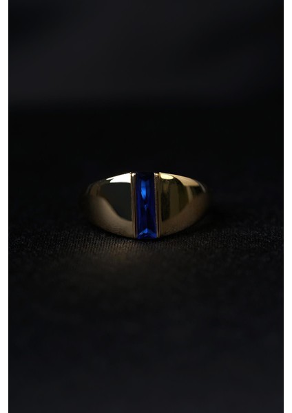 14 Ayar Altın Safir Taşlı Oval Erkek Yüzük fiyatları