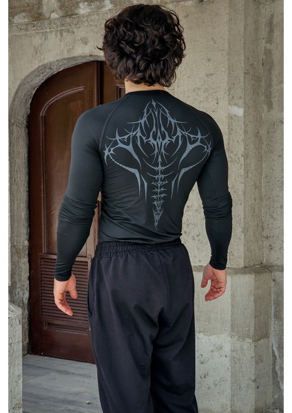Cyber Bones - Uzun Kollu Compression T-Shirt (Siyah)