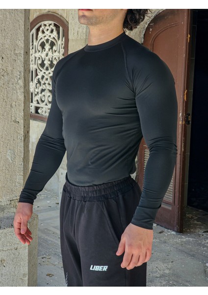 Basic Uzun Kollu Compression T-Shirt (Siyah)