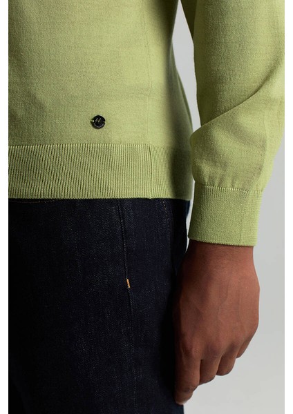 Merino Yünü Polo Yaka Yeşil Triko fırsatları