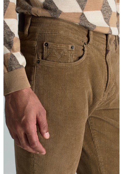Pamuk Karışım 5 Cep Tütün Rengi Kadife Pantolon indirimleri