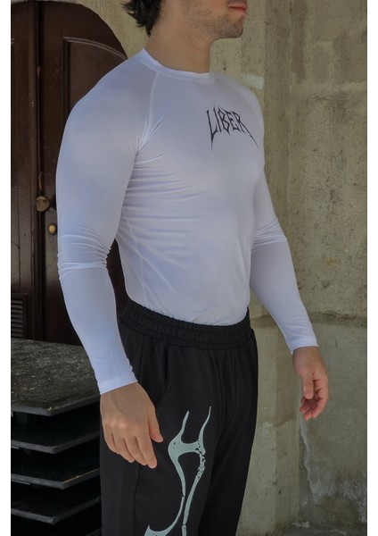 Cyber Bones - Uzun Kollu Compression T-Shirt (Beyaz) modelleri