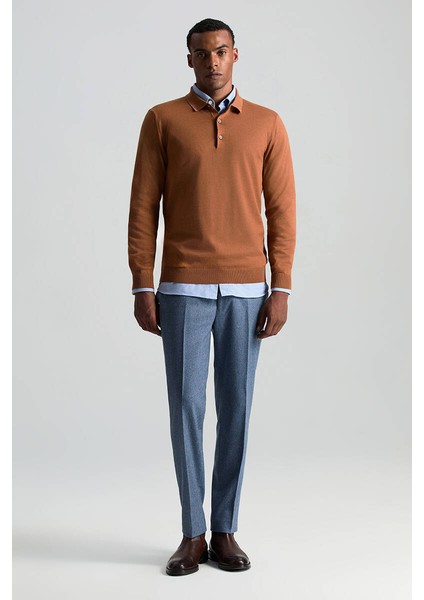 Merino Yünü Polo Yaka Konyak Rengi Triko fiyatları
