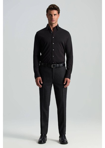 Yün Kaşmir Karışım Antrasit Flanel Chino Pantolon fırsatları
