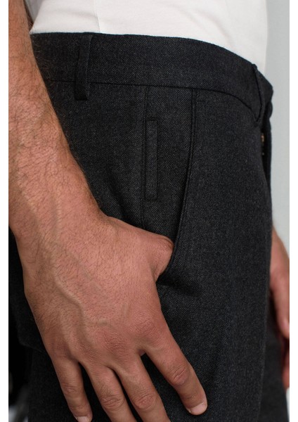 Yün Kaşmir Karışım Antrasit Flanel Chino Pantolon indirimleri