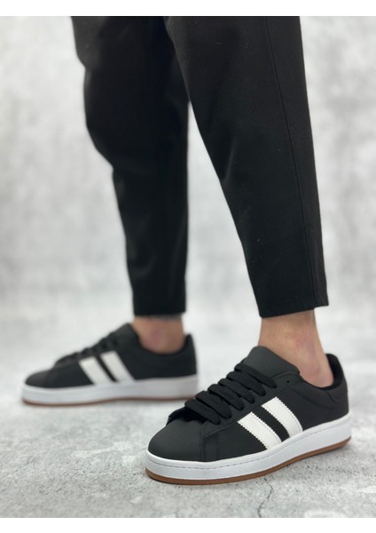 ET0235 Iki Çizgili Siyah Cilt Erkek Günlük Ayakkabı modelleri