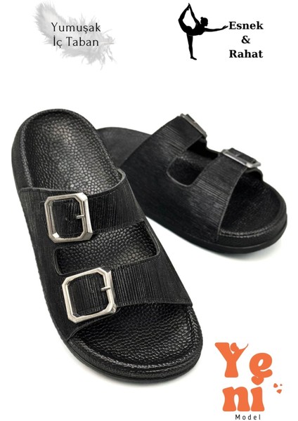 Kadın Telik Çift Toka Yumuşak ve Esnek Tabanlı Kadın Teliği Günlük Kullanım Siyah fiyatları