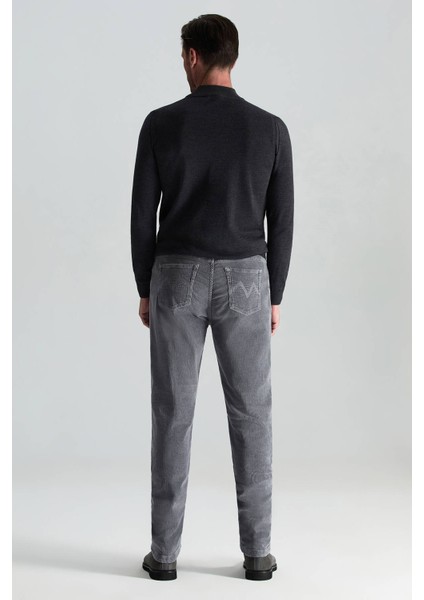 Pamuk Karışım 5 Cep Koyu Gri Kadife Pantolon modelleri