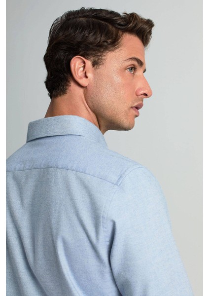 Pamuk Kaşmir Karışım Açık Mavi Gömlek modelleri