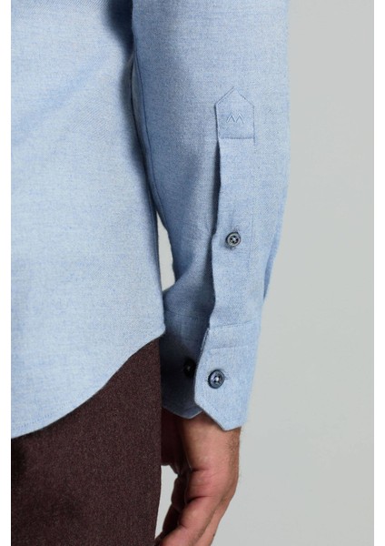 Pamuk Kaşmir Karışım Açık Mavi Gömlek indirimleri