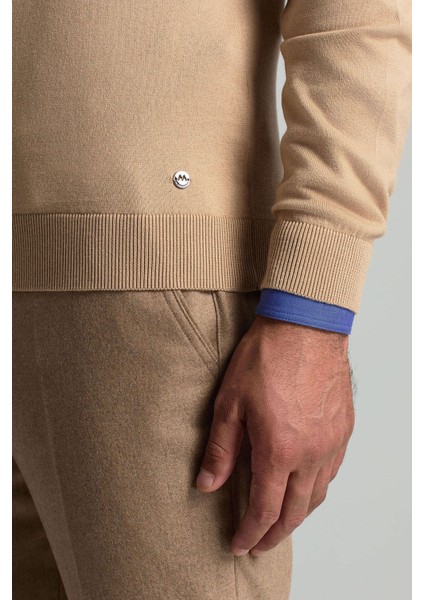 Kaşmir Pamuk Karışım Polo Yaka Camel Triko fırsatları