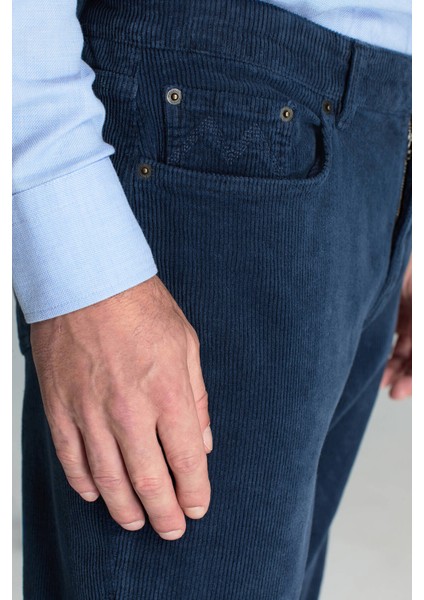 Pamuk Karışım 5 Cep Lacivert Kadife Pantolon indirimleri