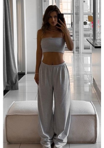 Gri Barrel Fit Kadın Eşofman Altı MG2553 fiyatları