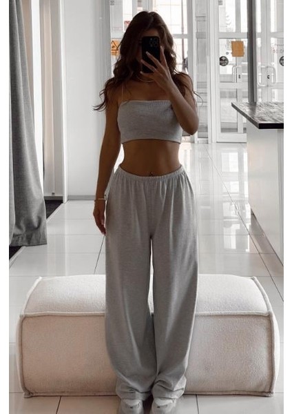 Gri Barrel Fit Kadın Eşofman Altı MG2553 fırsatları