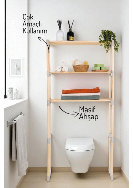 3 Raflı, Çamaşır Makinesi Düzenleyici , Çok Amaçlı Masif Ahşap - Mutfak, Banyo, Ofis Düzenleyici fiyatları