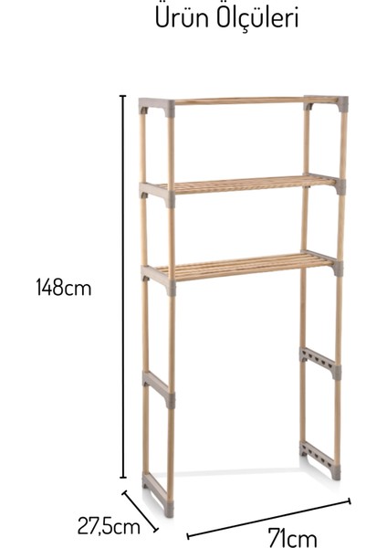 3 Raflı, Çamaşır Makinesi Düzenleyici , Çok Amaçlı Masif Ahşap - Mutfak, Banyo, Ofis Düzenleyici modelleri
