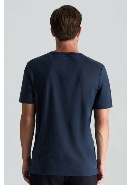 Supima Pamuk V Yaka Tencel Lacivert T-Shirt fırsatları