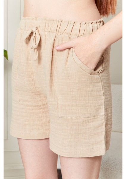 Kadın Soft %100 Koton Kumaş Şort Gömlek Takım