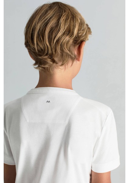 Supima Pamuk Bisiklet Yaka Tencel Beyaz Çocuk T-Shirt indirimleri