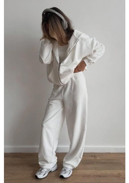 Beyaz Barrel Fit Kadın Eşofman Altı MG2553 fiyatları