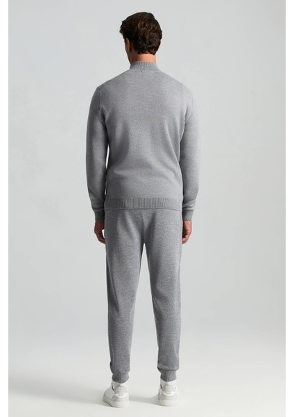 Açık Gri Fermuarlı Merino Yün Activewear Triko fırsatları