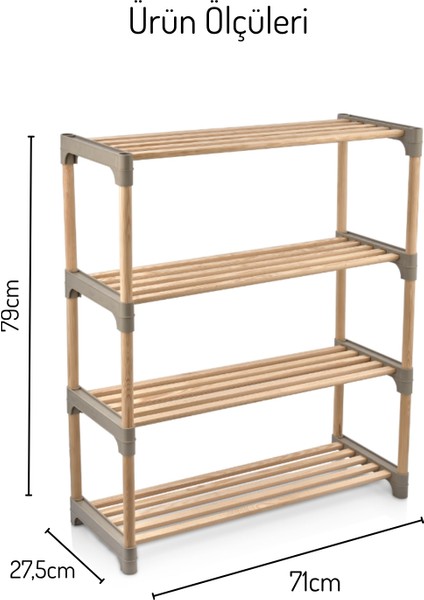 4 Katlı Geniş Raflı Masif Ahşap Çok Amaçlı Raf – Mutfak, Banyo, Ofis Düzenleyici modelleri