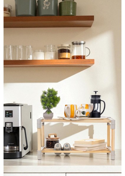 2 Katlı Masif Ahşap Çok Amaçlı Raf – Mutfak, Banyo, Ofis Düzenleyici fiyatları