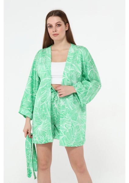 Kadın Saten Kimono Şort Takım fırsatları