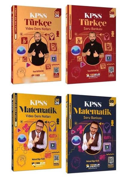 2026 Kpss Türkçe + Matematik Atölye Video Ders Notları + Soru 4lü Set Yediiklim Paragraf Hediye