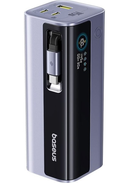 Energeek GR11 145W 20.000 Mah Geri Çekilebilir Dahili Type-C Kablolu 2x Type-C 1xusb Powerbank uzay gri