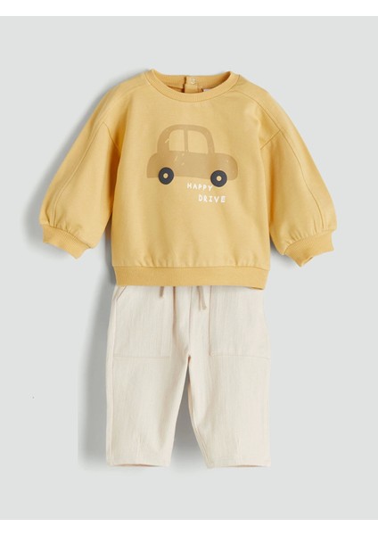 Lcw Baby Sari Baskılı Erkek Bebek Sweatshirt ve Eşofman Alt 2'li modelleri