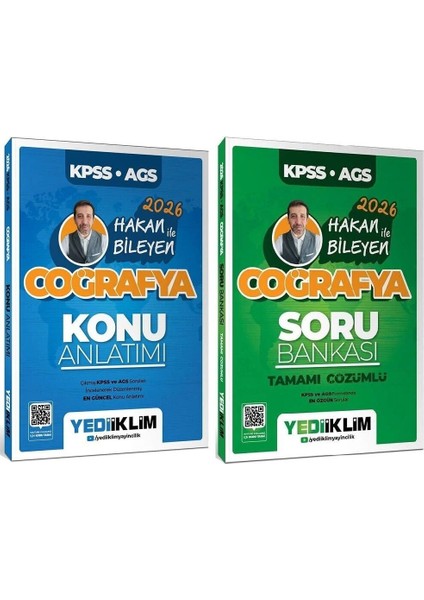 Yediiklim 2026 Kpss Meb-Ags Coğrafya Konu Anlatımı + Soru Bankası 2 Li Set - Hakan Bileyen