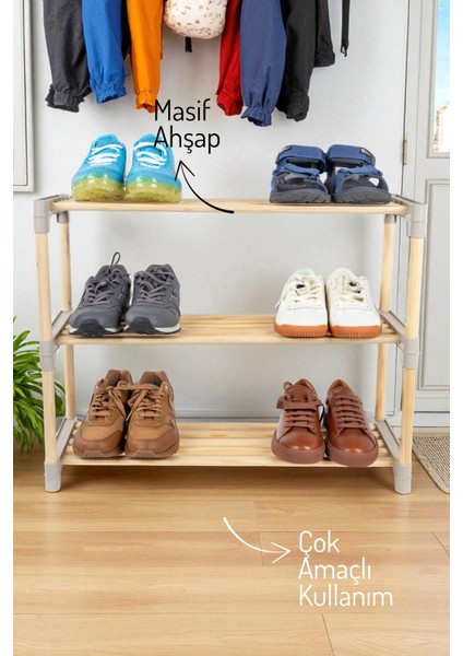 3 Katlı Geniş Raflı Masif Ahşap Çok Amaçlı Raf – Mutfak, Banyo, Ofis Düzenleyici fiyatları