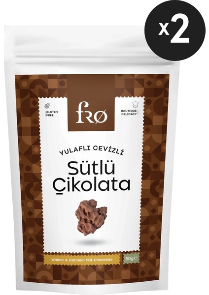 2'li Yulaflı Cevizli Sütlü Çikolata Glutensiz Atıştırmalık 2x50 gr