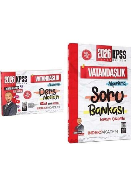 2026 Kpss Vatandaşlık Algoritma Soru Bankası ve Ders Notu Seti - Emrah Vahap Indeks Akademi