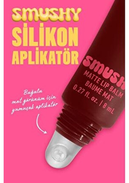 Smushy Yumuşacık Mat Dudak Balmı 07 Swipe Kadifemsi Mat Görünüm 10 Renk Seçeneği