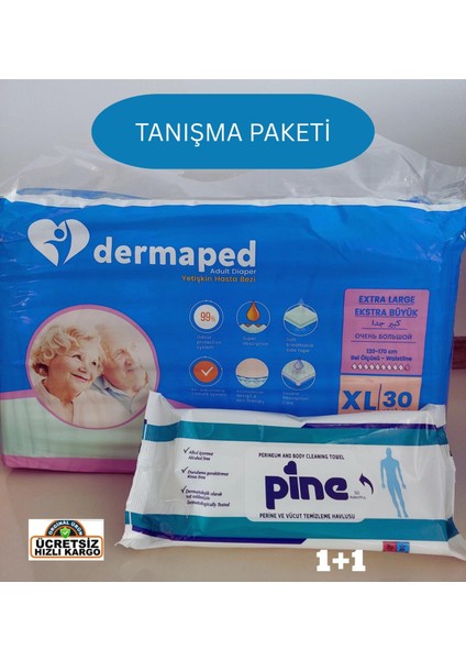 Tanışma Paketi Belbantlı Hasta Bezi Xlarge 30 Adet + Pine Perine Havlu 50 Yaprak