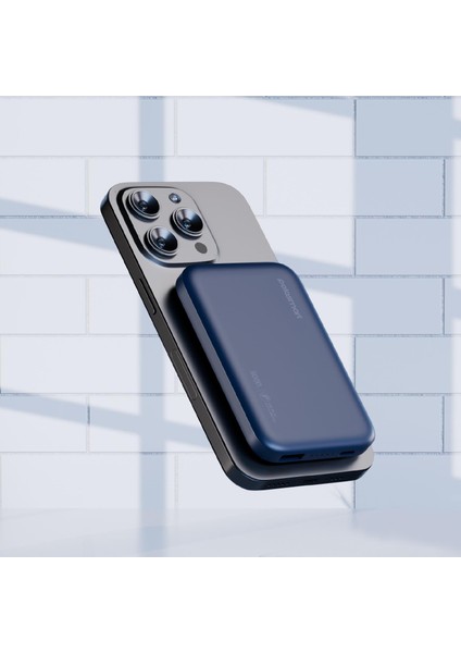 PBS133 Magsafe Kablosuz Hızlı Taşınabilir Şarj Cihazı Powerbank 5000 Mah Navy fiyatları
