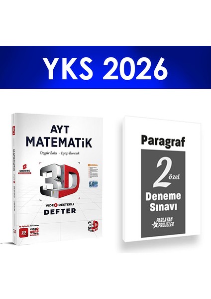 2026 Ayt Matematik Video Ders Defteri 3D Paragraf Deneme Hediyeli