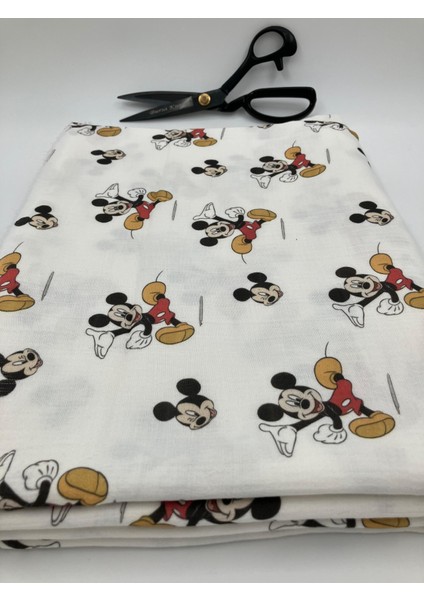 Mickey Mouse Baskılı Müslin Kumaş Çift Katlı Yumuşacık Nefes Alabilen Kumaş modelleri