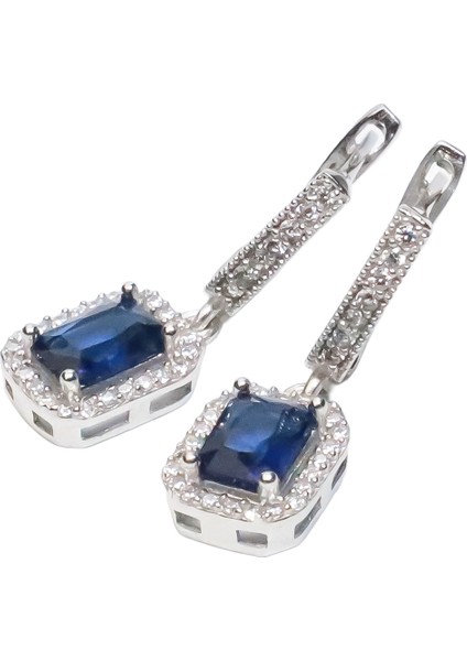 Baget Taşlı Gümüş Kare Model Takı Seti S6KL 925