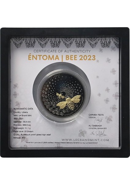 Agakulche Parlak Arı 2023 Altın Kaplama Gümüş Sikke Coin