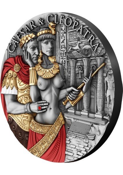 Agakulche Sezar ve Kleopatra Gümüş Sikke Coin