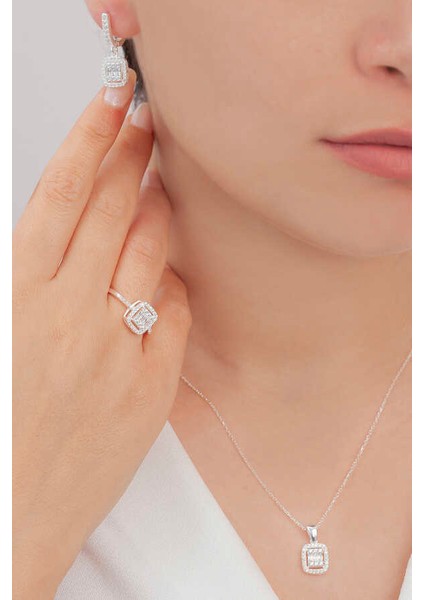 Baget Taşlı Gümüş Takı Seti S32-KB 925