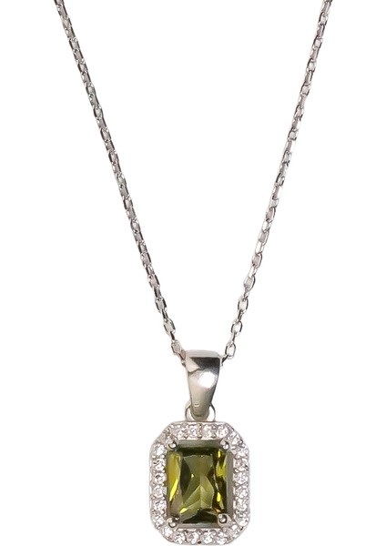 Baget Taşlı Gümüş Kare Model Takı Seti S6KO 925