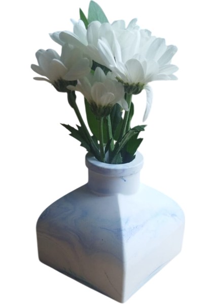 Homemade Dekoratif Obje Mavi Desenli Taş Vazo Kare Tabanlı ve Köşeli Yapı fırsatları