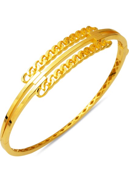 Gurmet Kaburga Kelepçe Bilezik 14 Ayar Altın