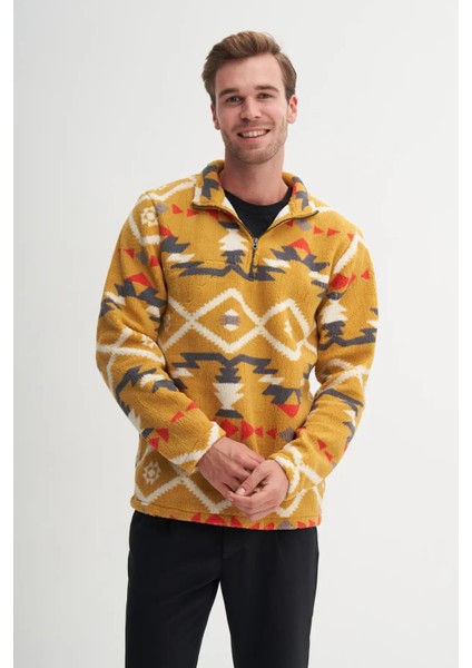 Vintage Desenli Kürk Dokulu Dik Yaka Regular Fit SWEATSHIRT-52440 fiyatları