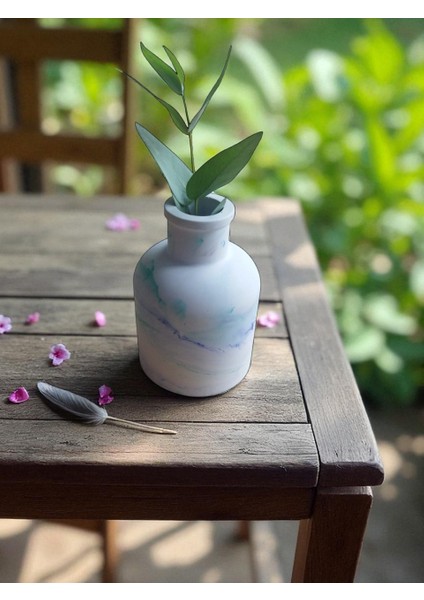 Homemade Dekoratif Obje – Mavi ve Yeşil Karma Desenli Taş Bombeli Vazo fiyatları