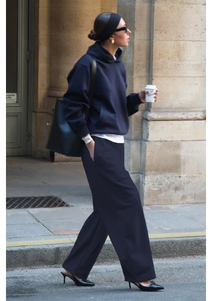 Lacivert Kapüşonlu Basic Kadın Eşofman Takımı MG2533